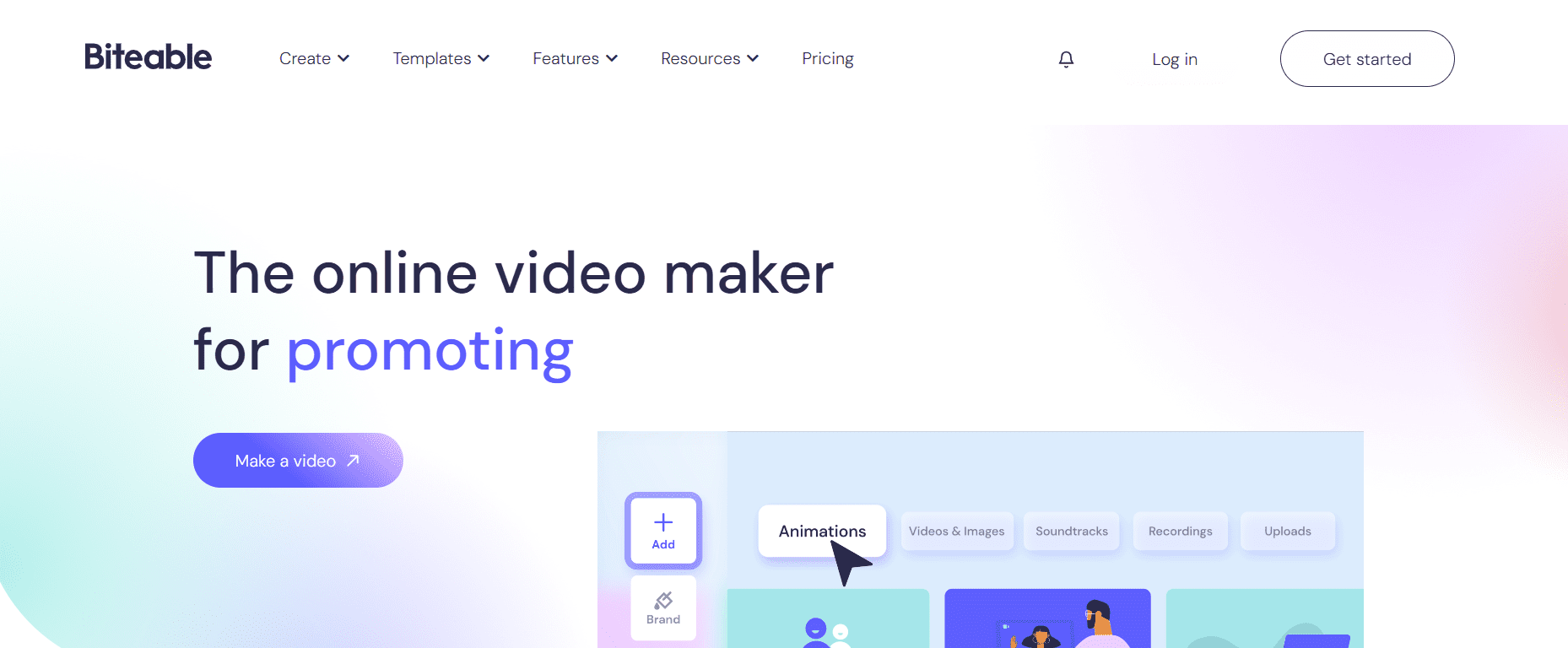 Biteable’s Landing Page