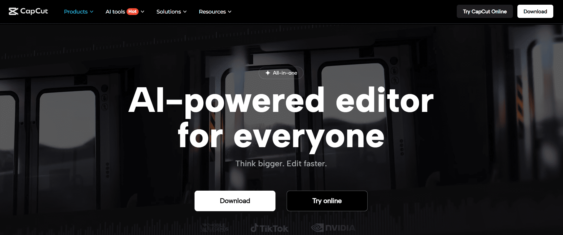 CapCut’s Landing Page