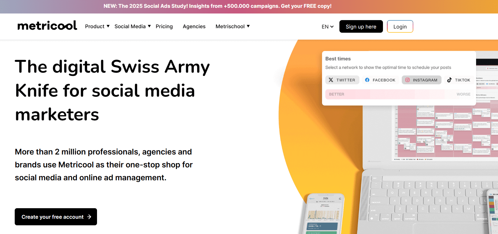 Metricool’s Landing Page