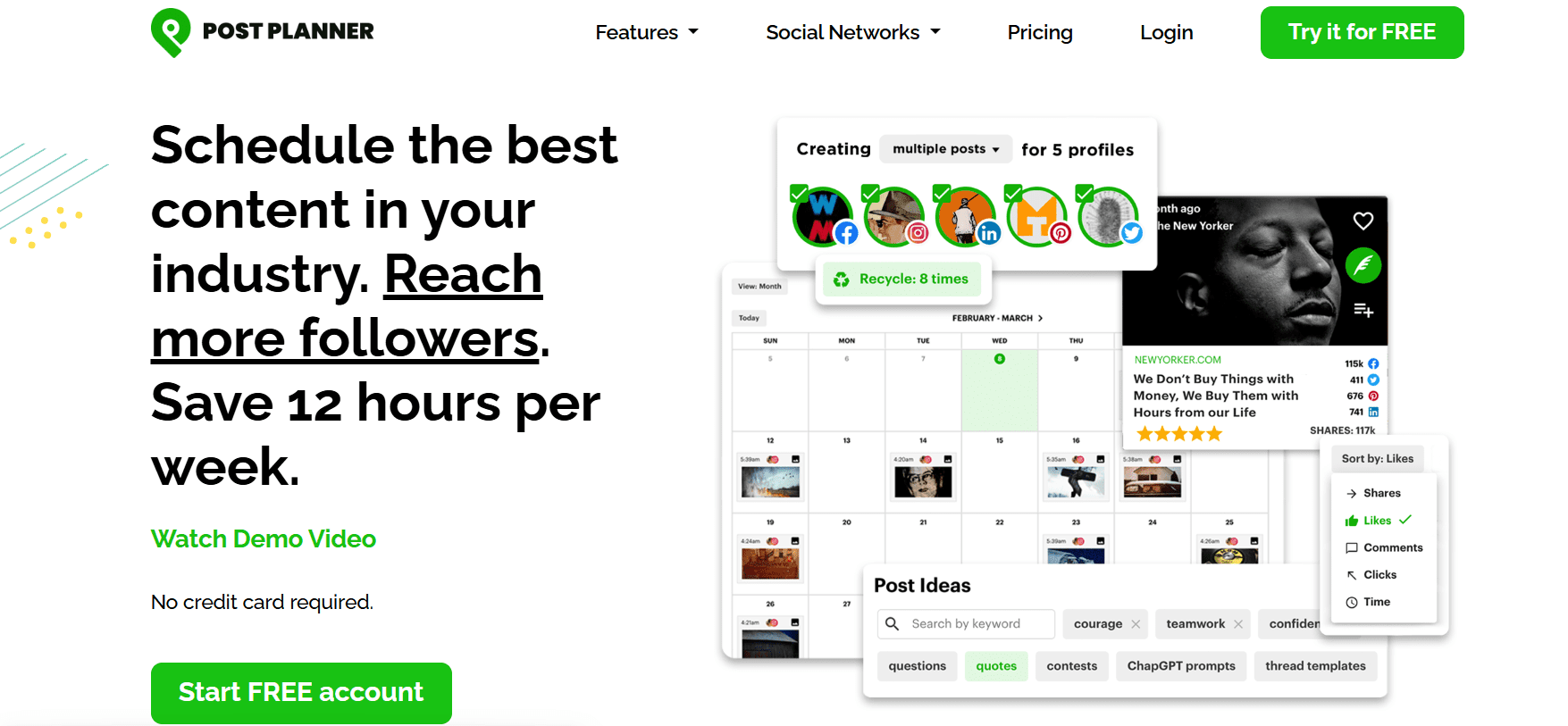 Post Planner’s Landing Page