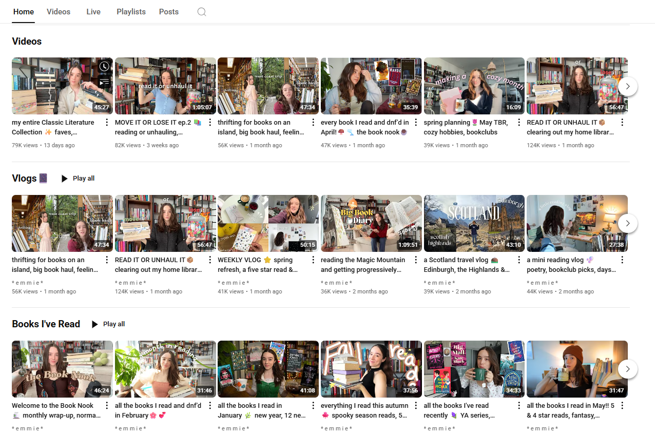 Example of a Homepage of a YouTube Channel