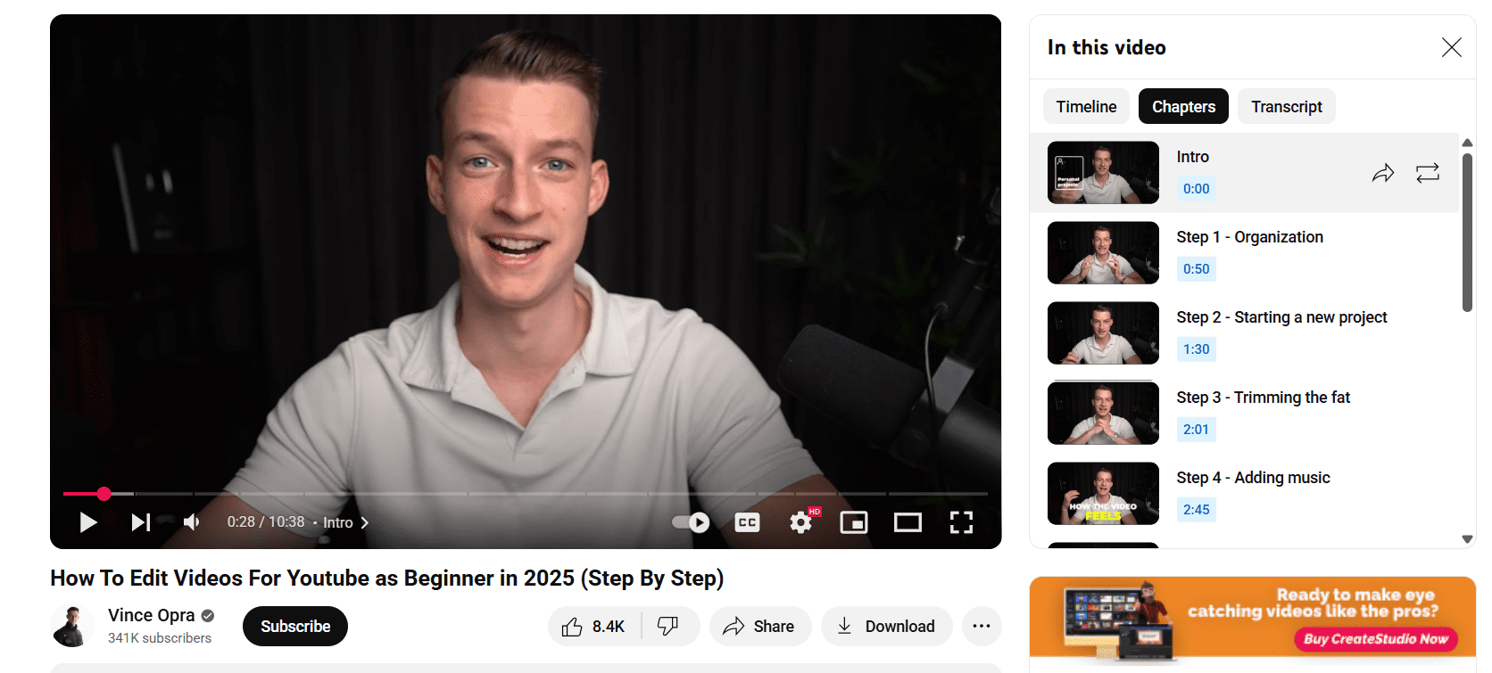 Example of a YouTube Video With Timestamps