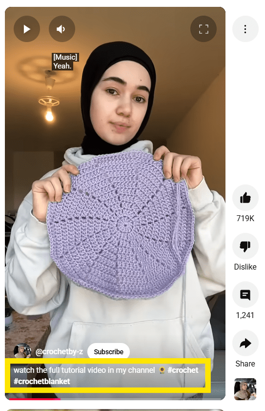 Example of YouTube Short Reel