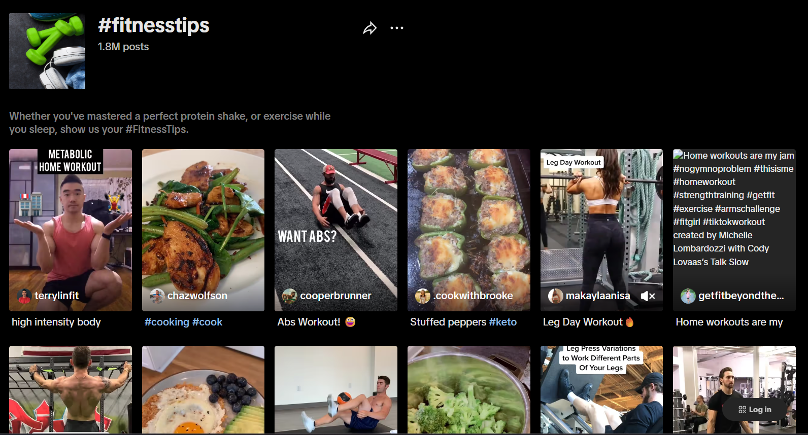 TikTok #FitnessTips Page