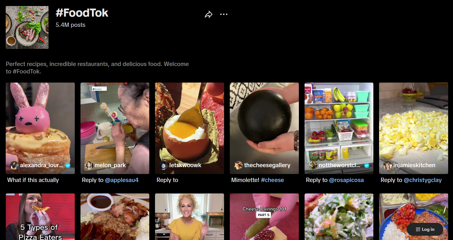 TikTok #FoodTok Page