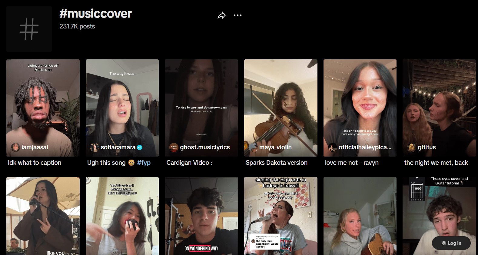 TikTok #MusicCover Page