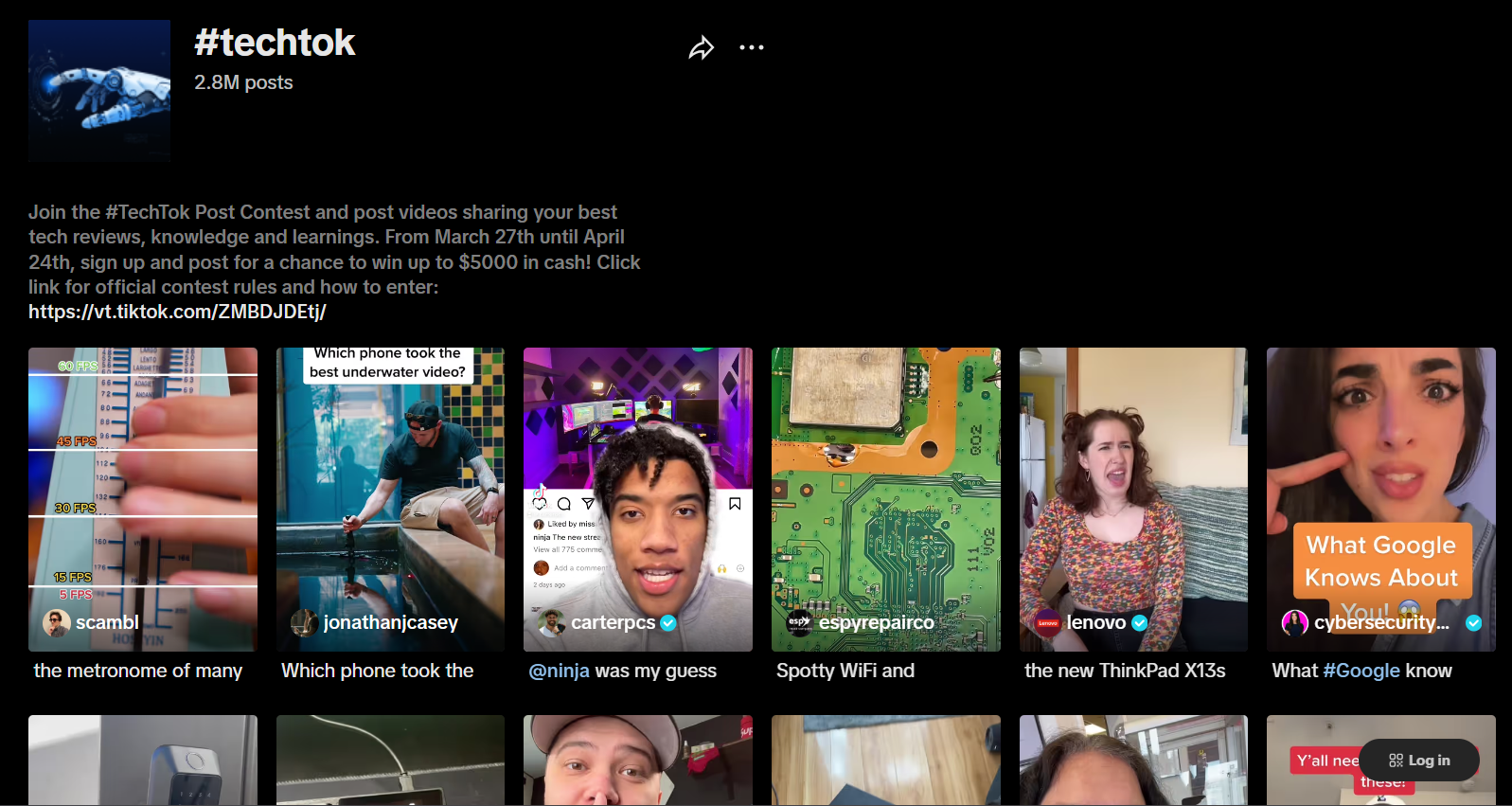 TikTok #TechTok Page