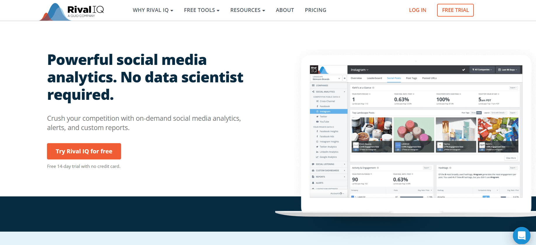 Top 25 Social Media Monitoring Tools to Elevate Your Brand in 2025 28 RivalIQ Landing Page