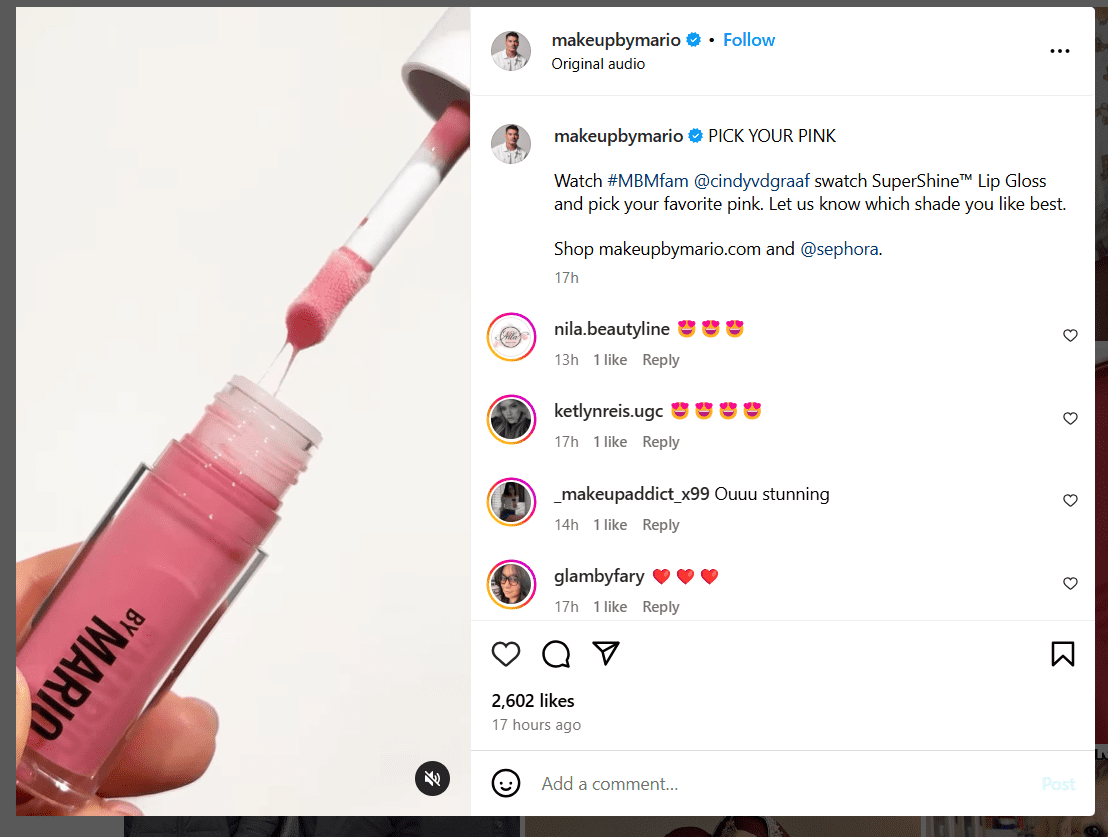 ecommerce related post on instagram