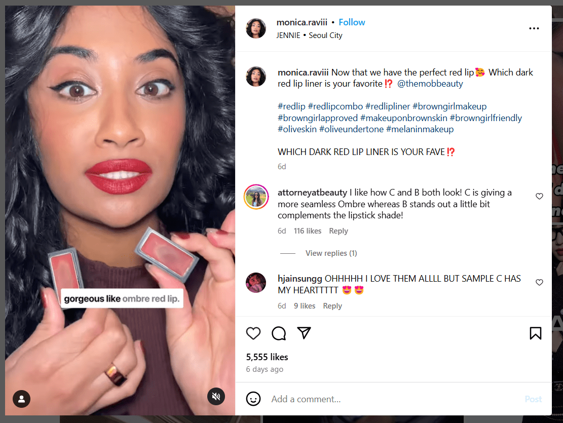 skincare and beauty related post on instagram