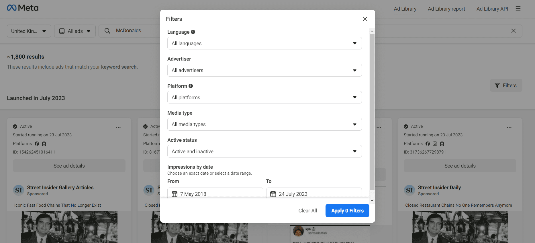 Facebook Ads Library: An Ideal Way to Monitor Competitors 10 Apply Filters - Facebook Ads Library