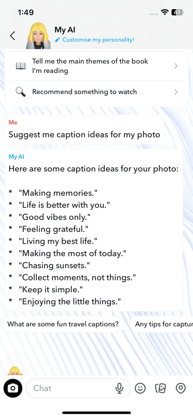 15 Snapchat Hacks to Boost Your Social Media Game in 2025 11 Example of Snapchat’s My AI Feature