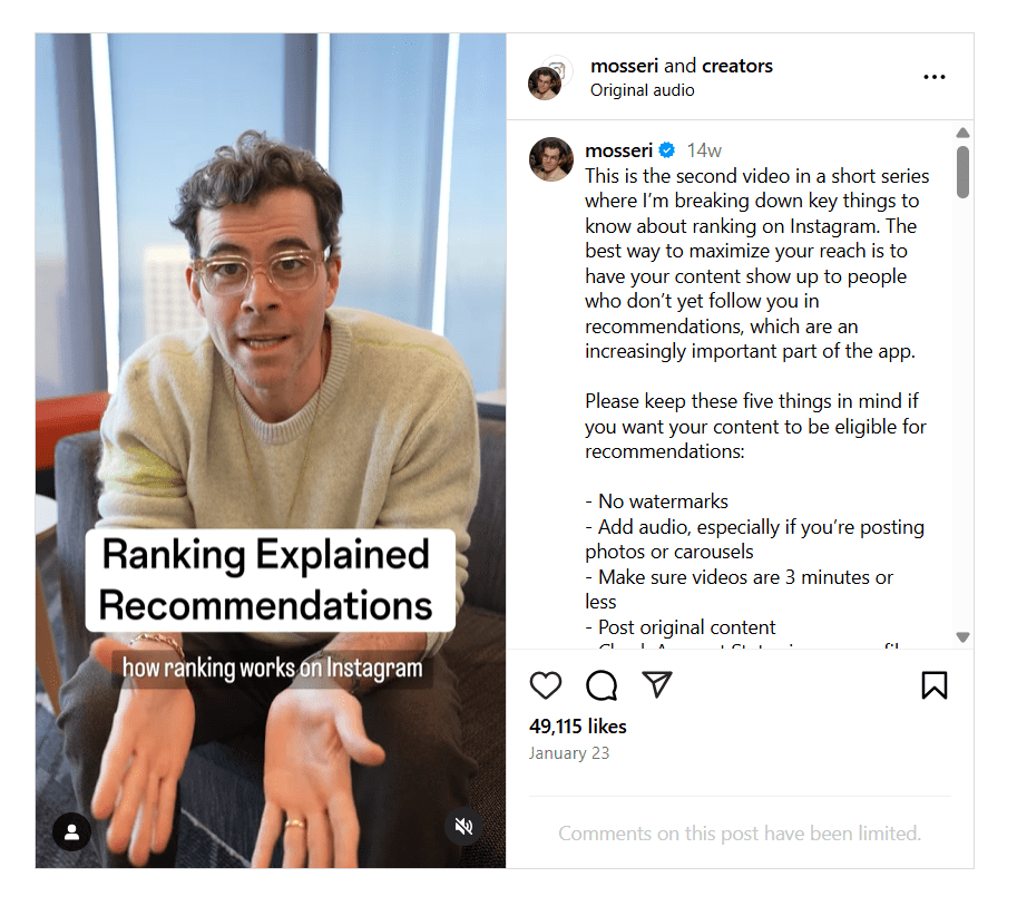 How the Instagram Algorithm Works in 2025: A Complete Guide to Boost Visibility & Engagement 10 Instagram Reel by Mosseri