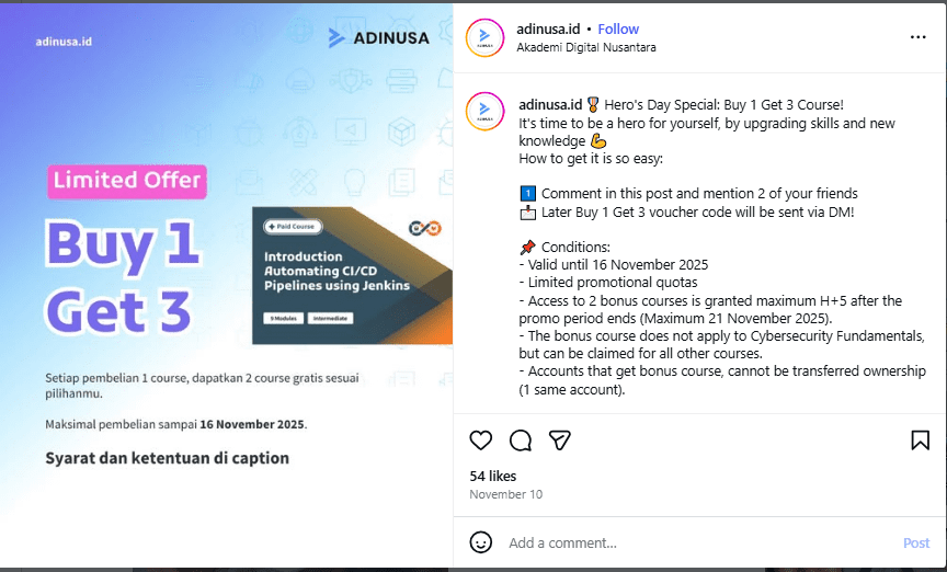 How to Make Money on Instagram in 2026: A Complete Guide 17 Adinusa’s Instagram Post With Course Offer