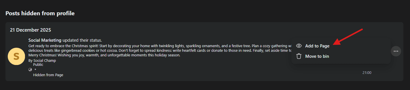 How to Unhide a Post on Facebook: Step-By-Step Fix for Hidden Posts 21 Click “Add to Page”