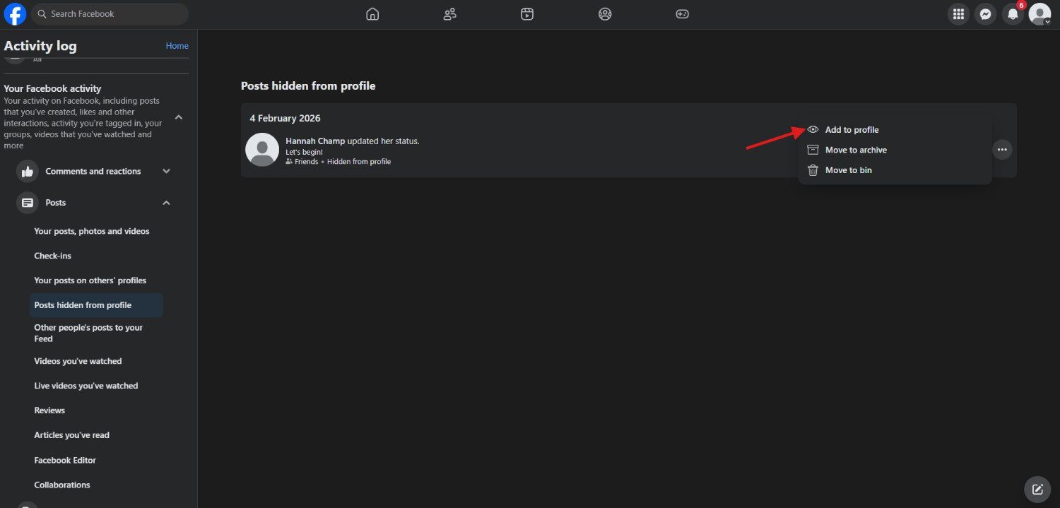 How to Unhide a Post on Facebook: Step-By-Step Fix for Hidden Posts 12 Click "Add to Profile"