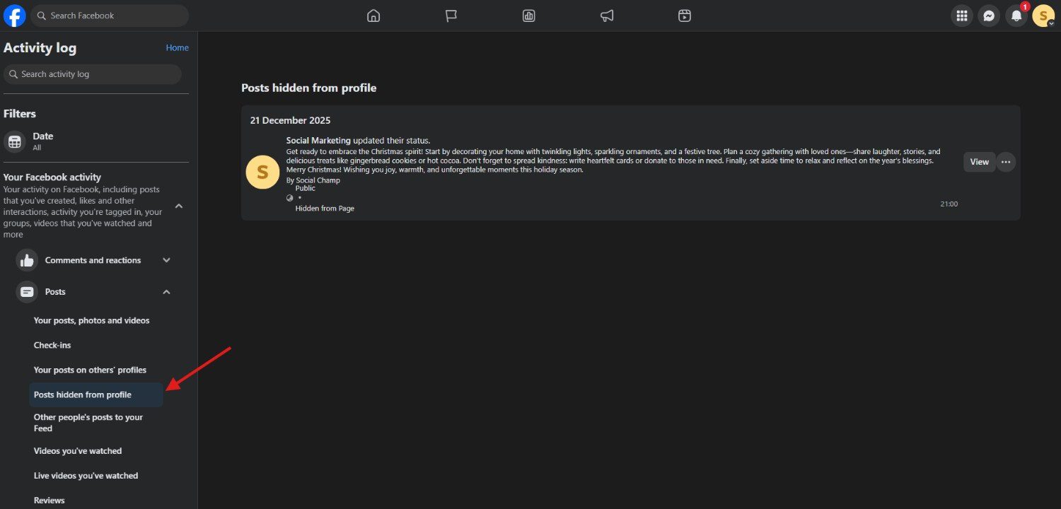 How to Unhide a Post on Facebook: Step-By-Step Fix for Hidden Posts 20 Select "Posts Hidden from Profile"