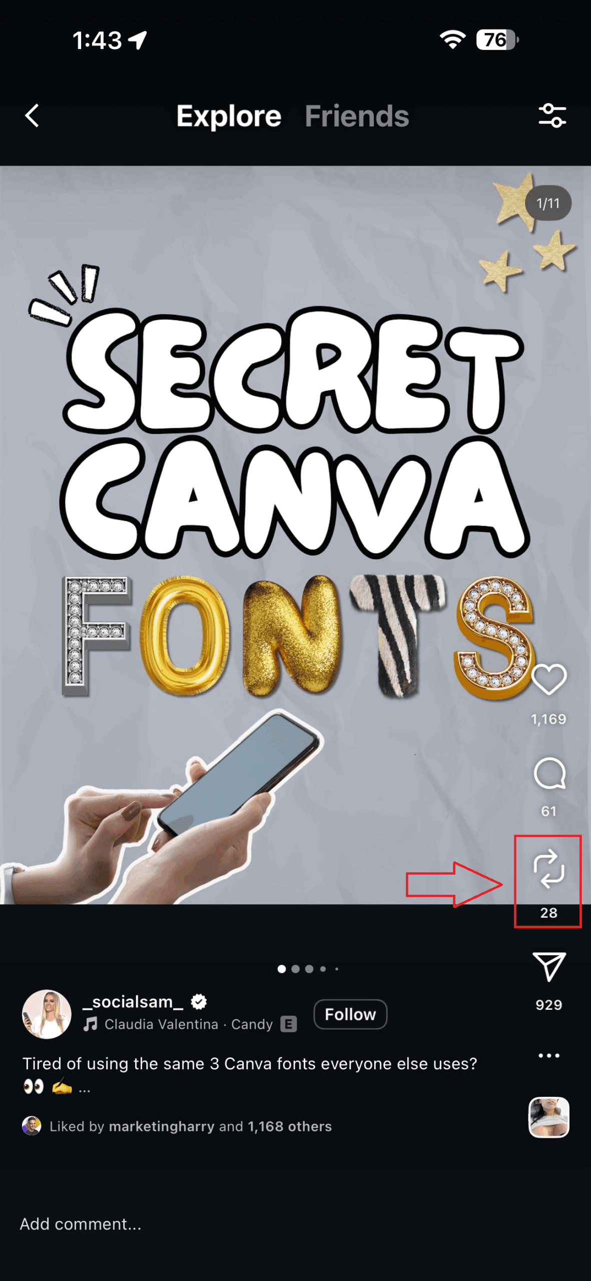 How to Share an Instagram Post to Your Story in 4 Easy Steps (2025 Update) 14 Tap the "Repost" Icon