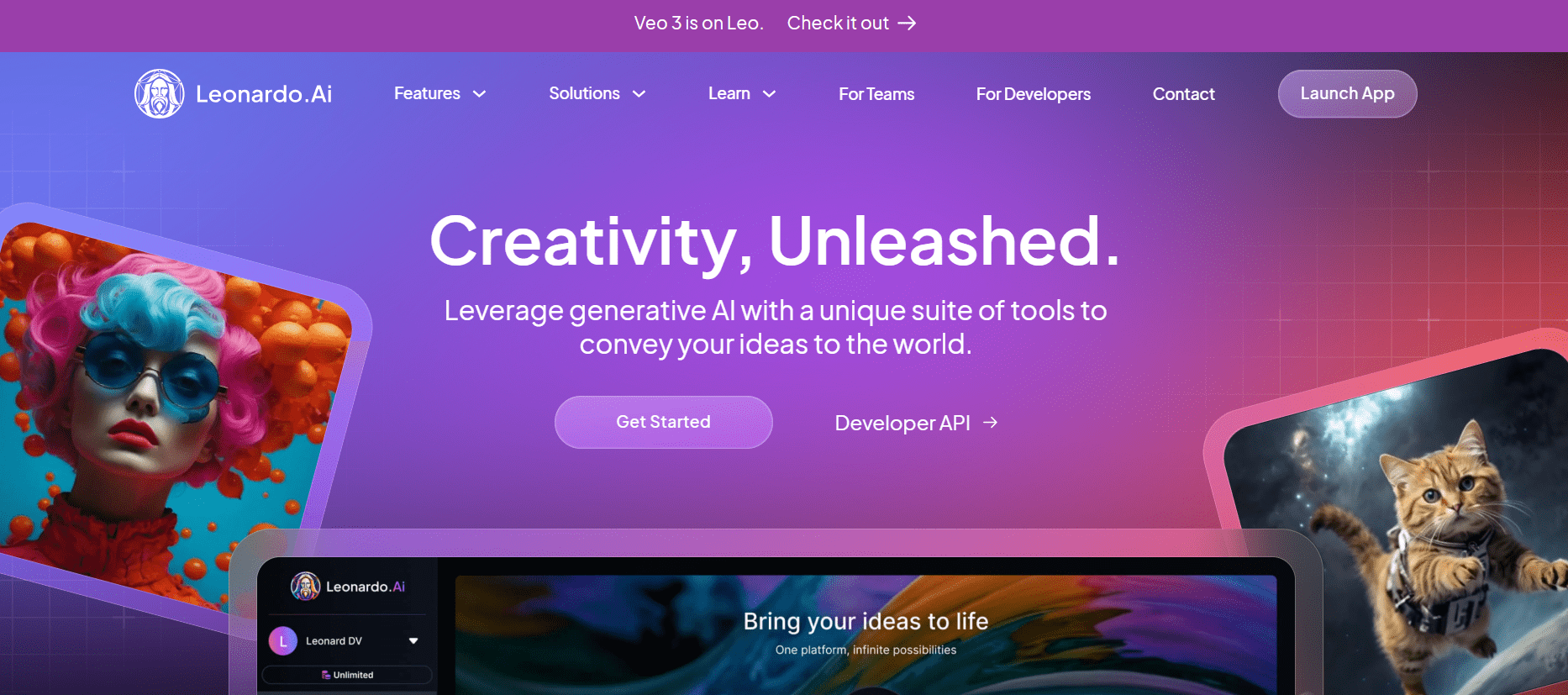 Best AI Content Creation Tools in 2025: Smarter Writing, Visuals & Social Media at Scale 15 Leonardo AI's Landing Page