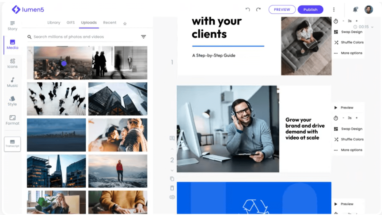 Best AI Content Creation Tools in 2025: Smarter Writing, Visuals & Social Media at Scale 22 Lumen5’s Dashboard