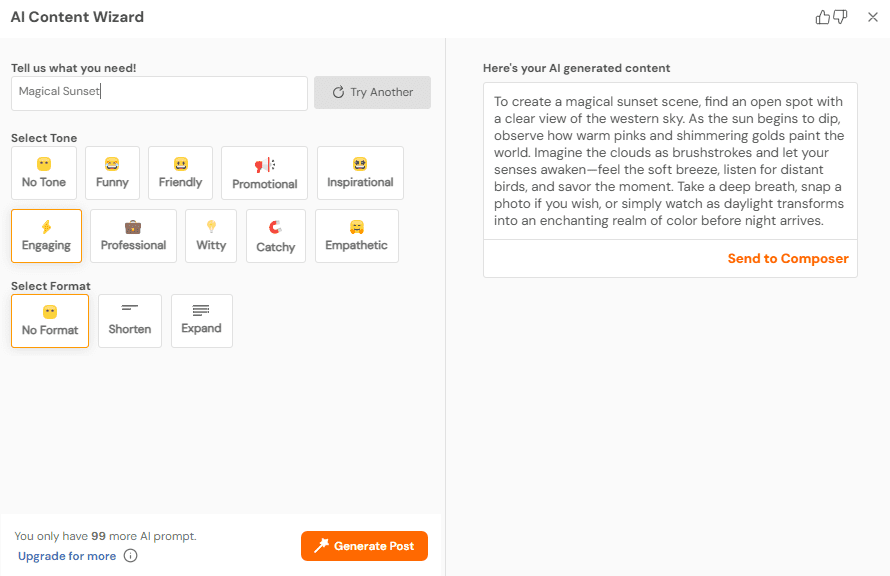 Best AI Content Creation Tools in 2025: Smarter Writing, Visuals & Social Media at Scale 31 Social Champ’s AI Content Wizard