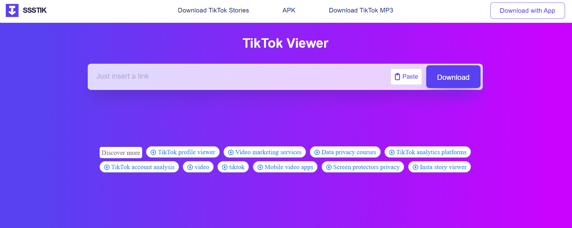 TikTok Viewer Guide: How to Watch, Download, and Analyze Videos Without Logging in (Tested & Reviewed) 10 sssTik.io's Landing Page