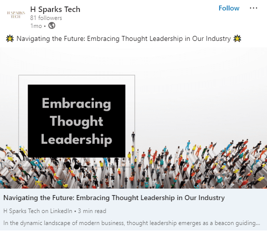 Insights on Thought Leadership on LinkedIn by H Sparks Tech