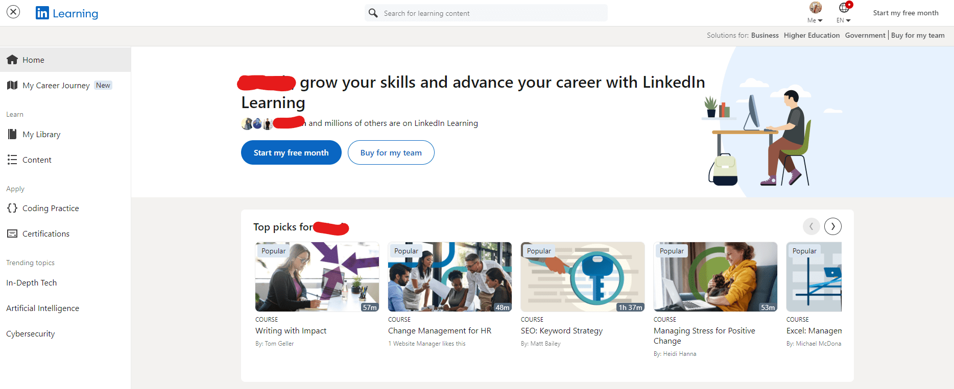 LinkedIn Learning Dashboard