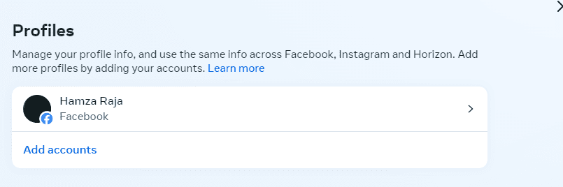 clicking on add accounts