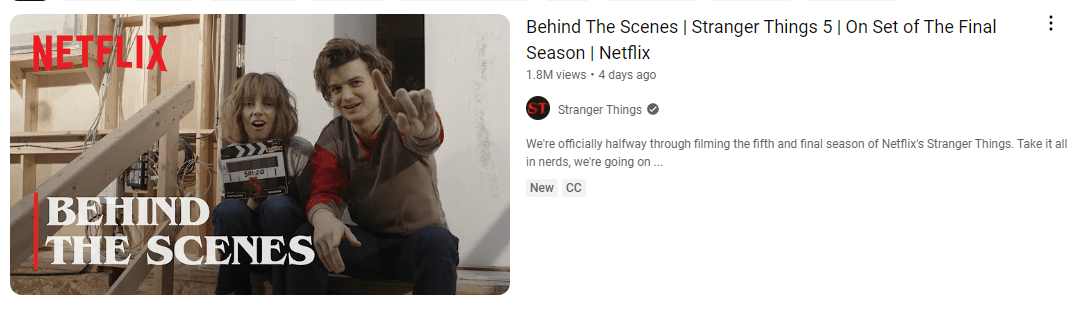 A behind the scenes vlog by Netflix on YouTube