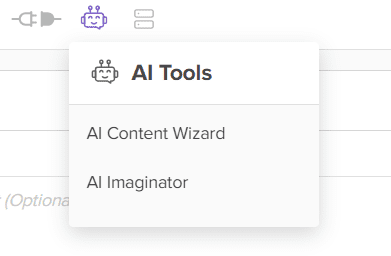 A snapshot of AI Content Wizard and AI Imaginator from Social Champ's dashboard