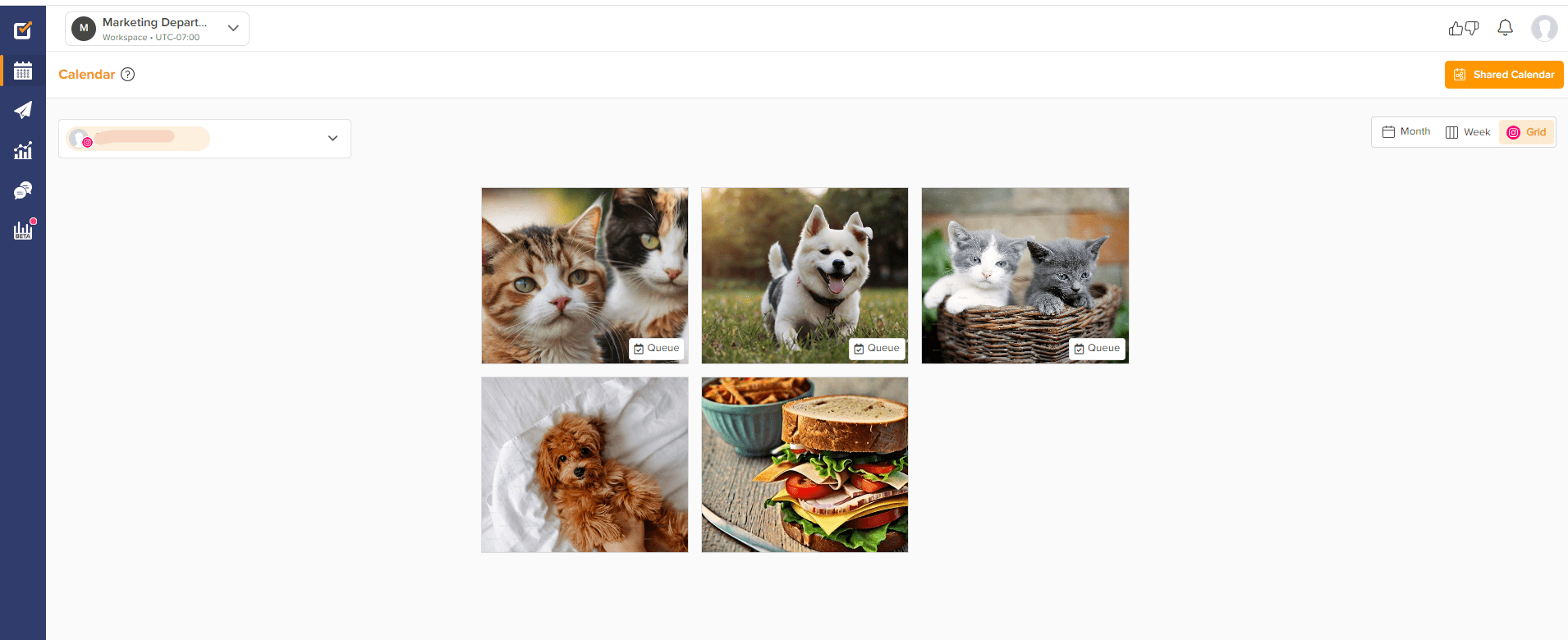 How to Manage Multiple Instagram Accounts in 2026: Tools, Tips, & More! 12 A snapshot of Grid View on Social Champ