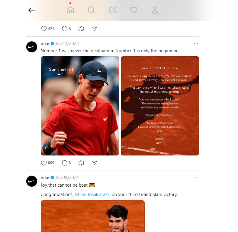 Nike's Just Do It campaign on Threads