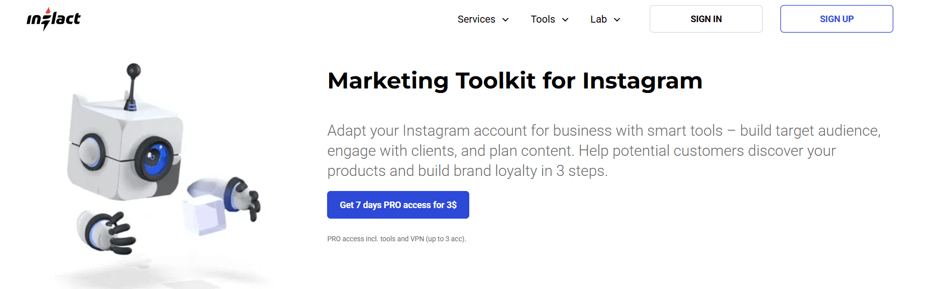 Inflact's Landing Page