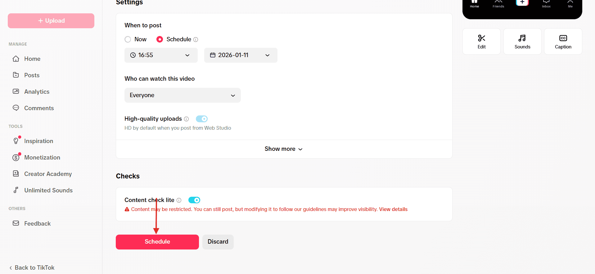 Click “Schedule”