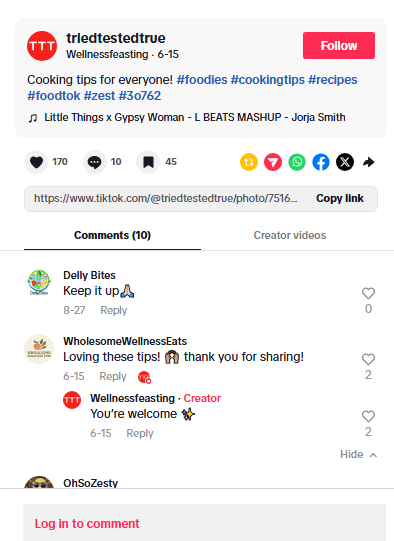 How to Get More TikTok Views, Even if You Have Zero Followers! 16 An Example of Hashtags Used by @Wellnessfeasting
