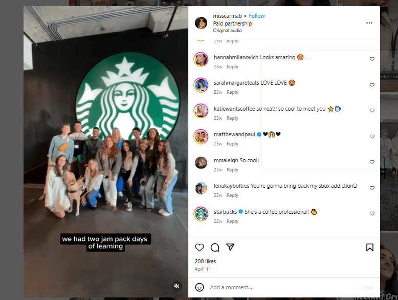 Starbucks on Instagram