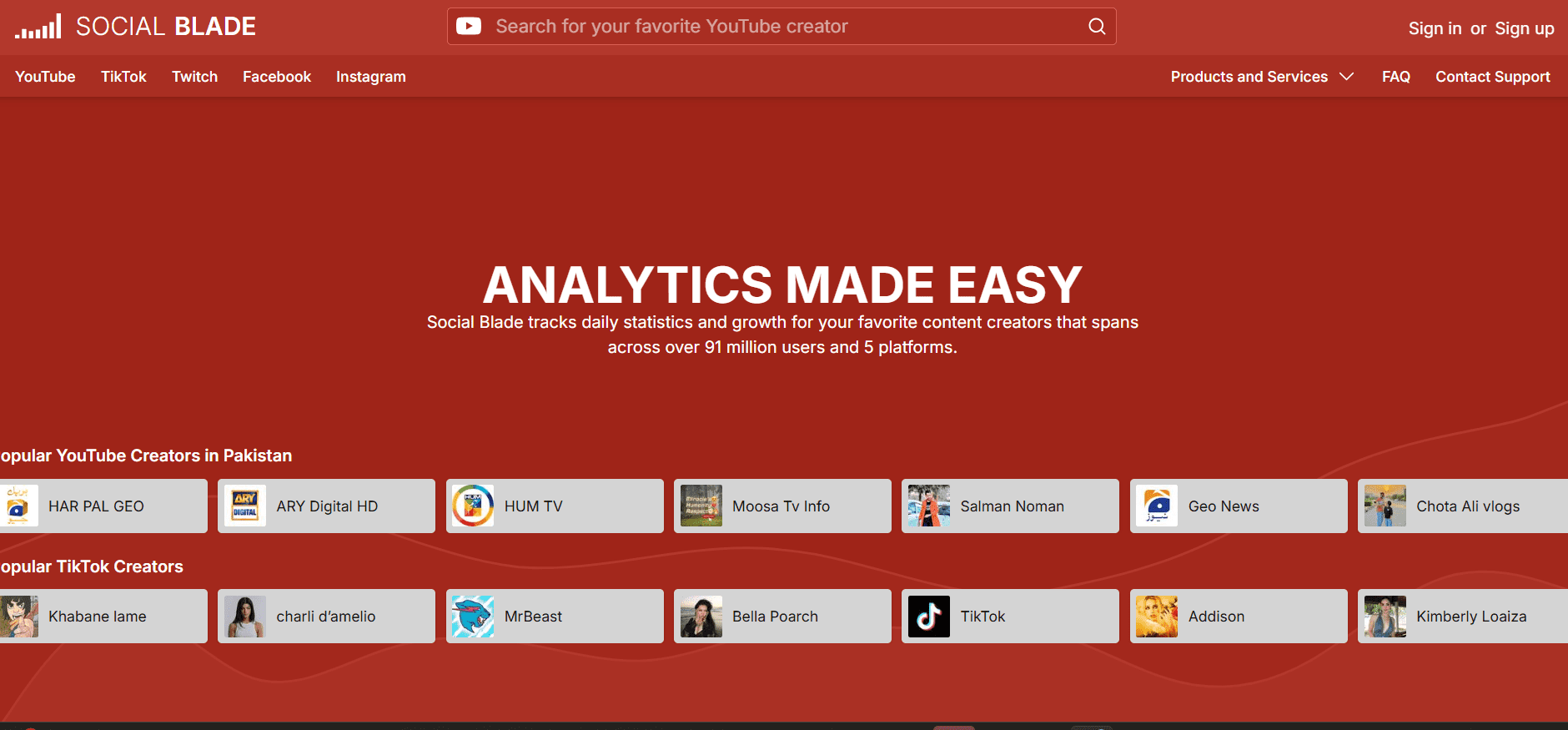 15 Best YouTube Marketing Tools to Grow in 2025 12 Social Blade Landing Page