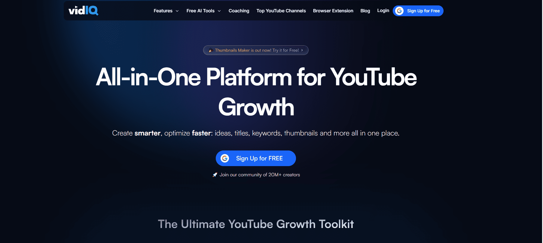 15 Best YouTube Marketing Tools to Grow in 2025 10 vidIQ’s Landing Page