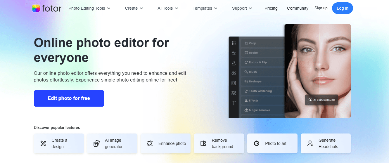 Pinterest Pin Size: The Ultimate Guide for 2026 11 Screenshot of Fotor's Website