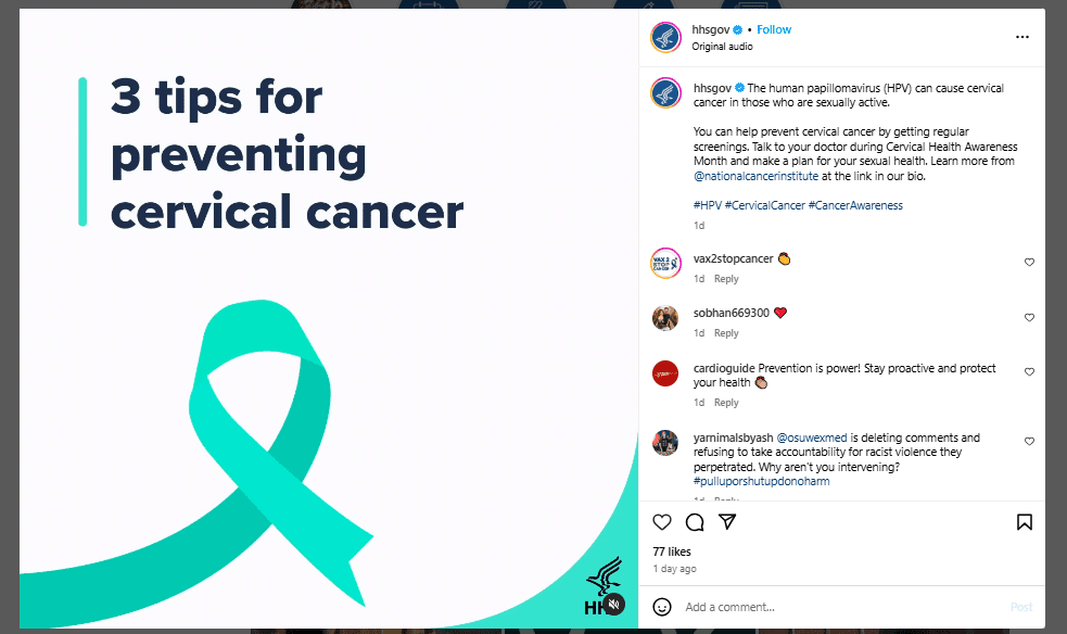 Social Media in Healthcare: Key Strategies for Success in 2025 6 An Informative Instagram Post From Us Health and Human Services.