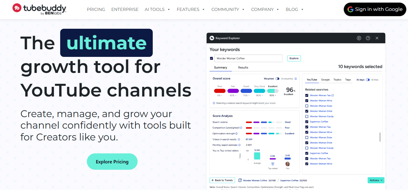 Best YouTube Growth Tools to Boost Your Channel in 2025 9 TubeBuddy's Homepage