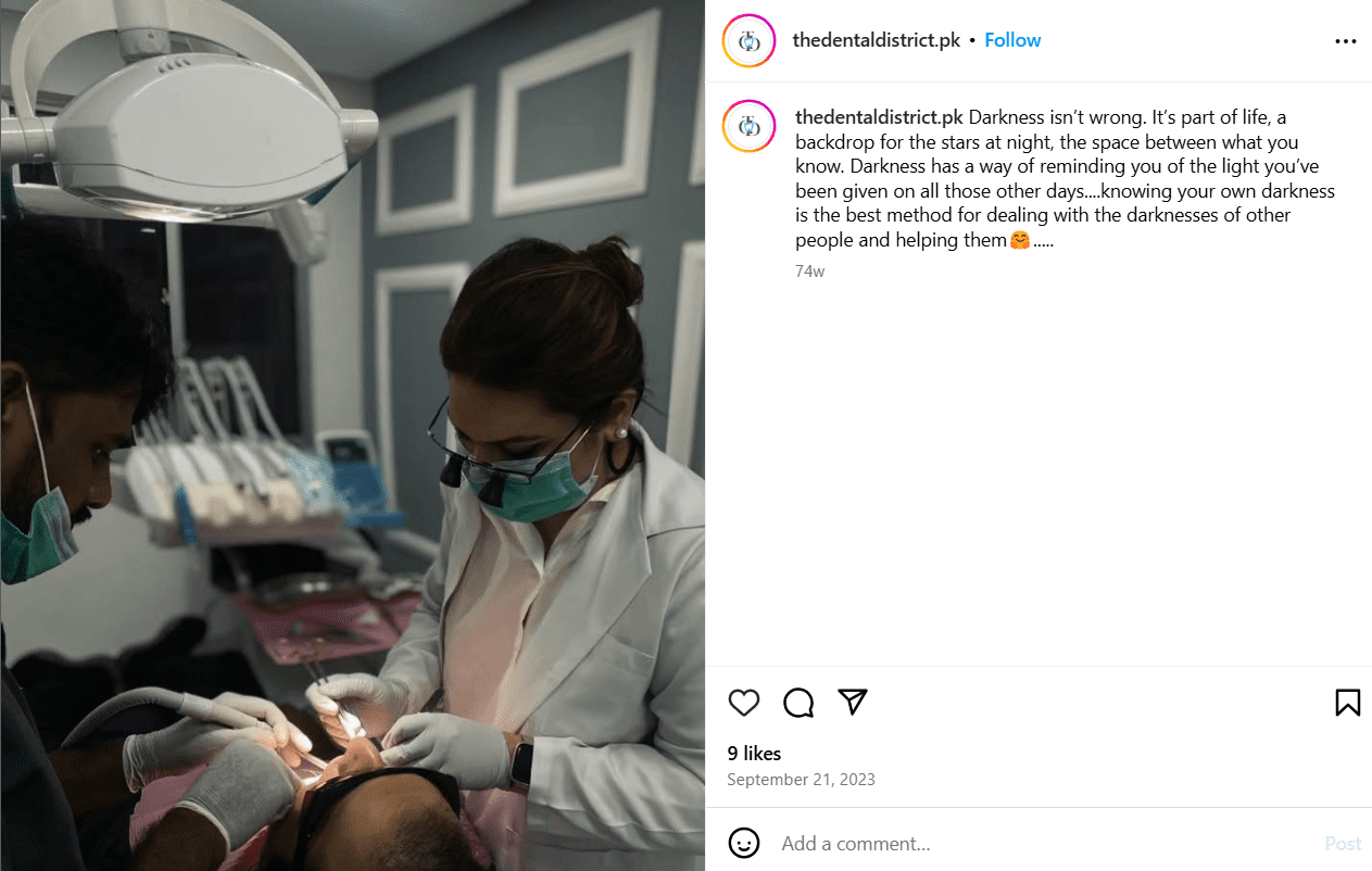 100+ Dental Social Media Post Ideas to Engage & Grow Your Practice 7 BTS Post on Instagram by @thedentaldistrict.pk