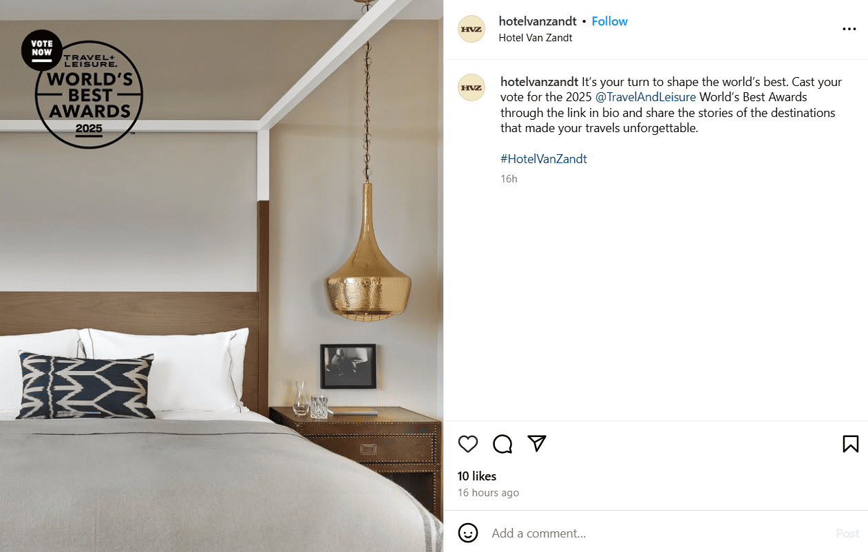 Instagram Post by @hotelvanzandt