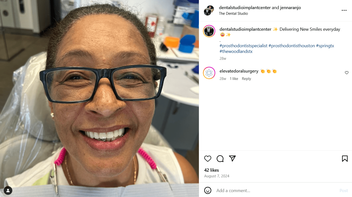 100+ Dental Social Media Post Ideas to Engage & Grow Your Practice 9 Instagram Post by @dentalstudioimplantcenter
