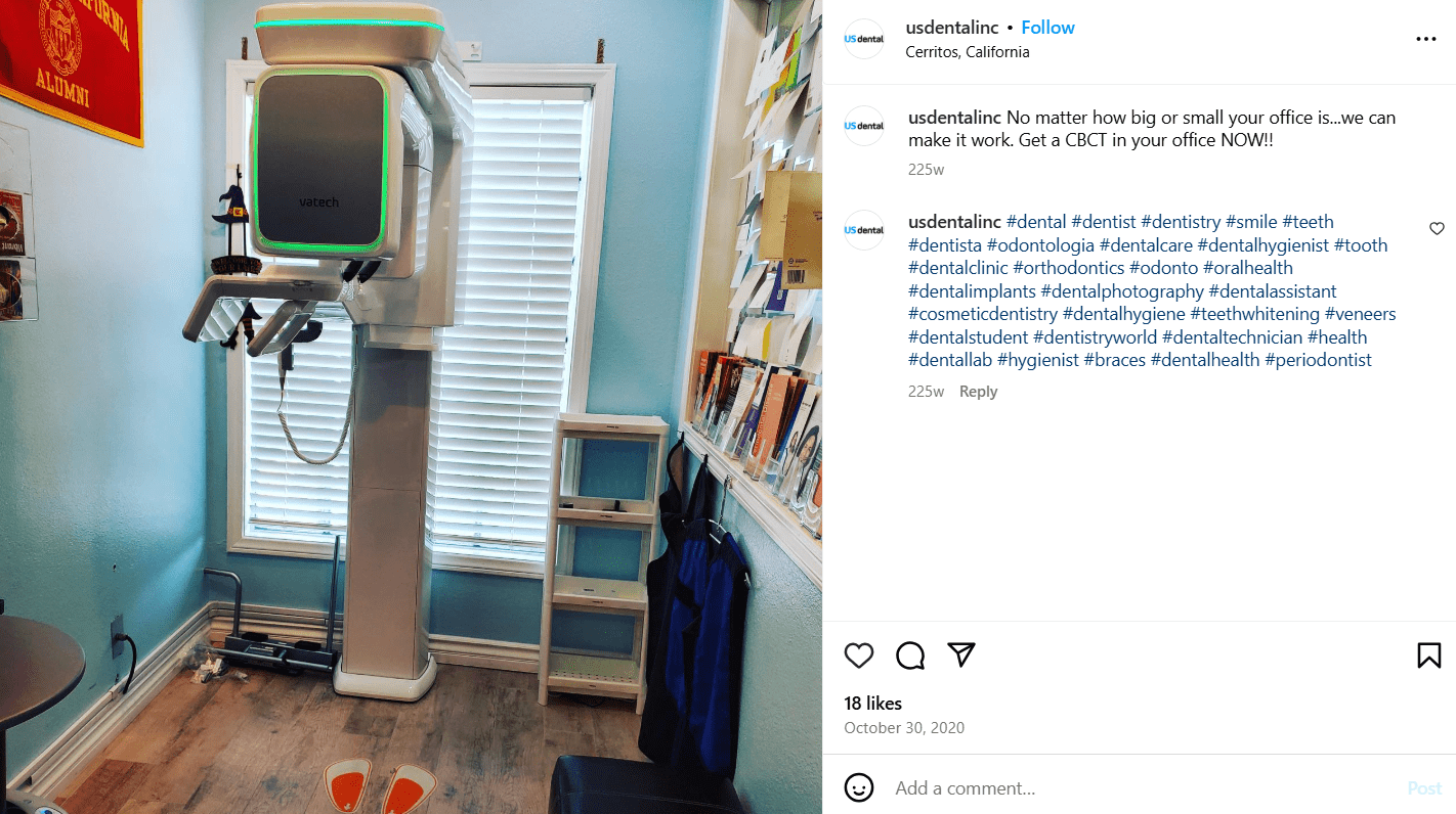 100+ Dental Social Media Post Ideas to Engage & Grow Your Practice 10 Photo of an Office Equipment on Instagram by @usdentalinc