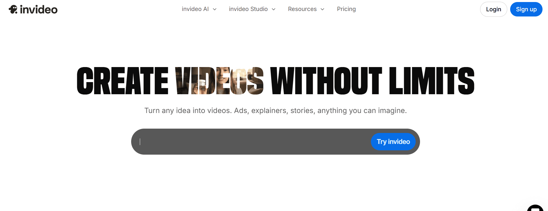 Invideo AI Landing Page