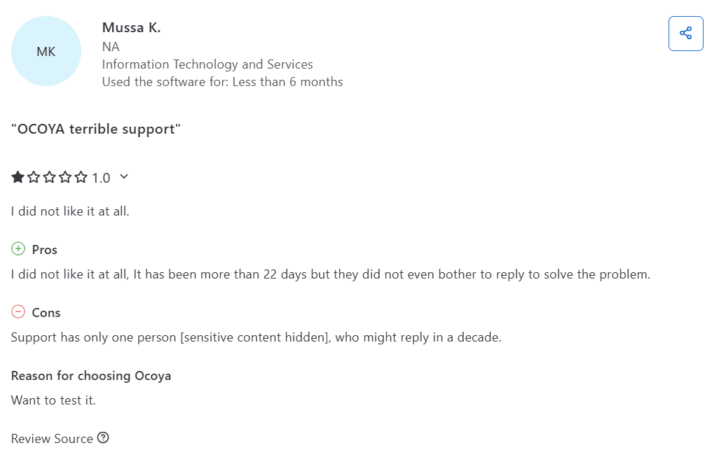 Is Ocoya Pricing Justified? Here's What You’re Really Paying For 9 A Review for Ocoya's Customer Support on Capterra