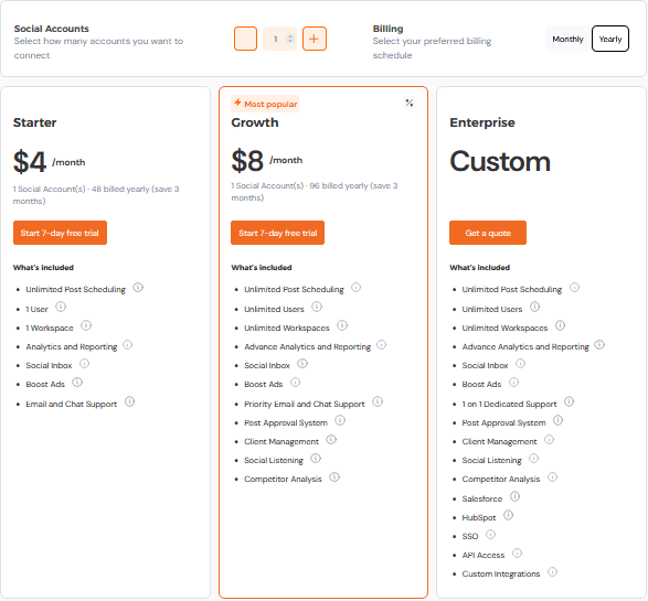 Social Champ's Pricing Plans