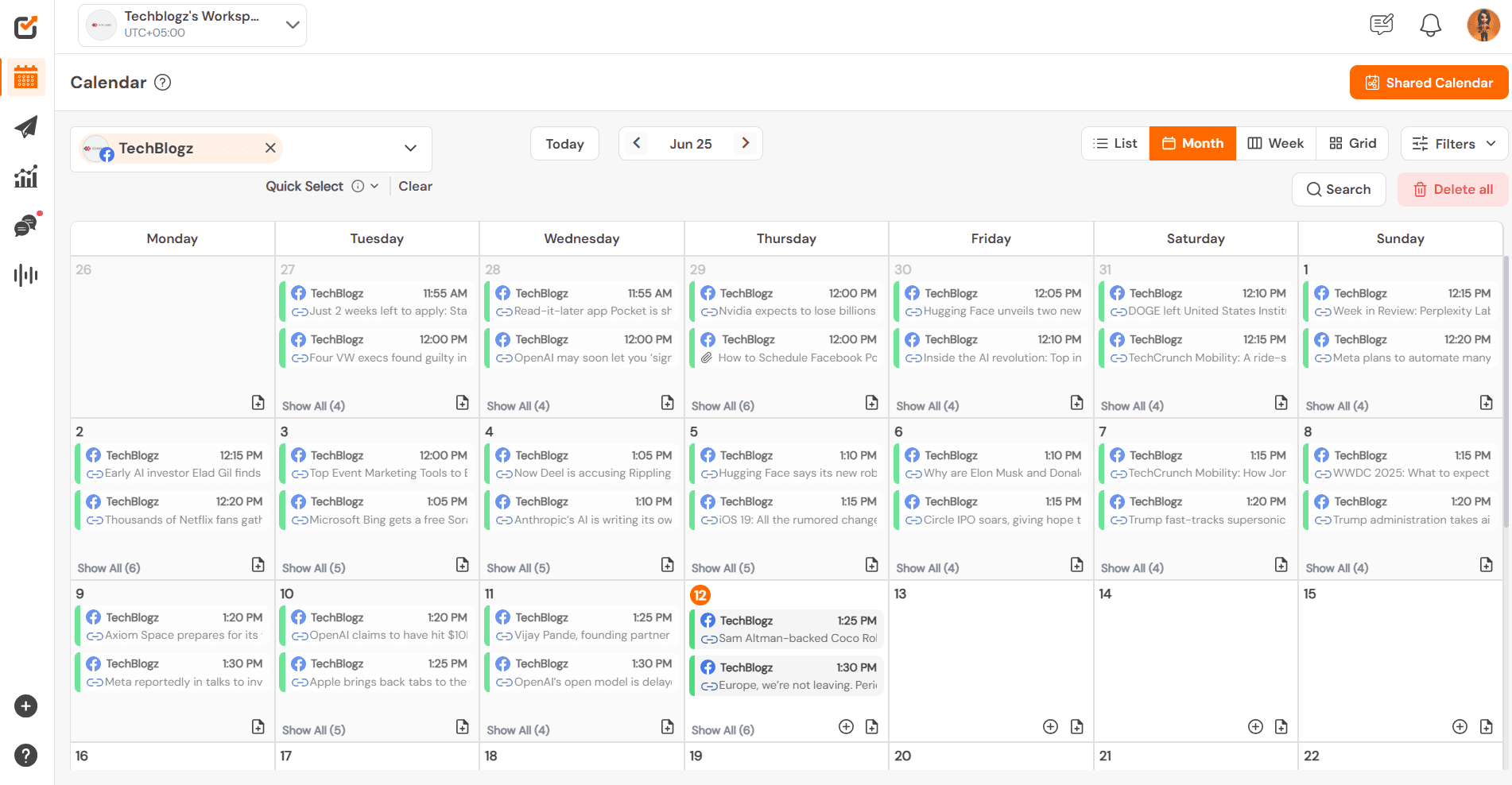 Social Champ’s Calendar